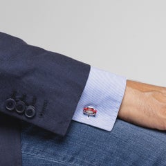 Alex Jona Sterling Silver Red Enamel Classic Convertible Car Cufflinks