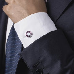 Alex Jona Sterling Silver Red Enamel Cufflinks