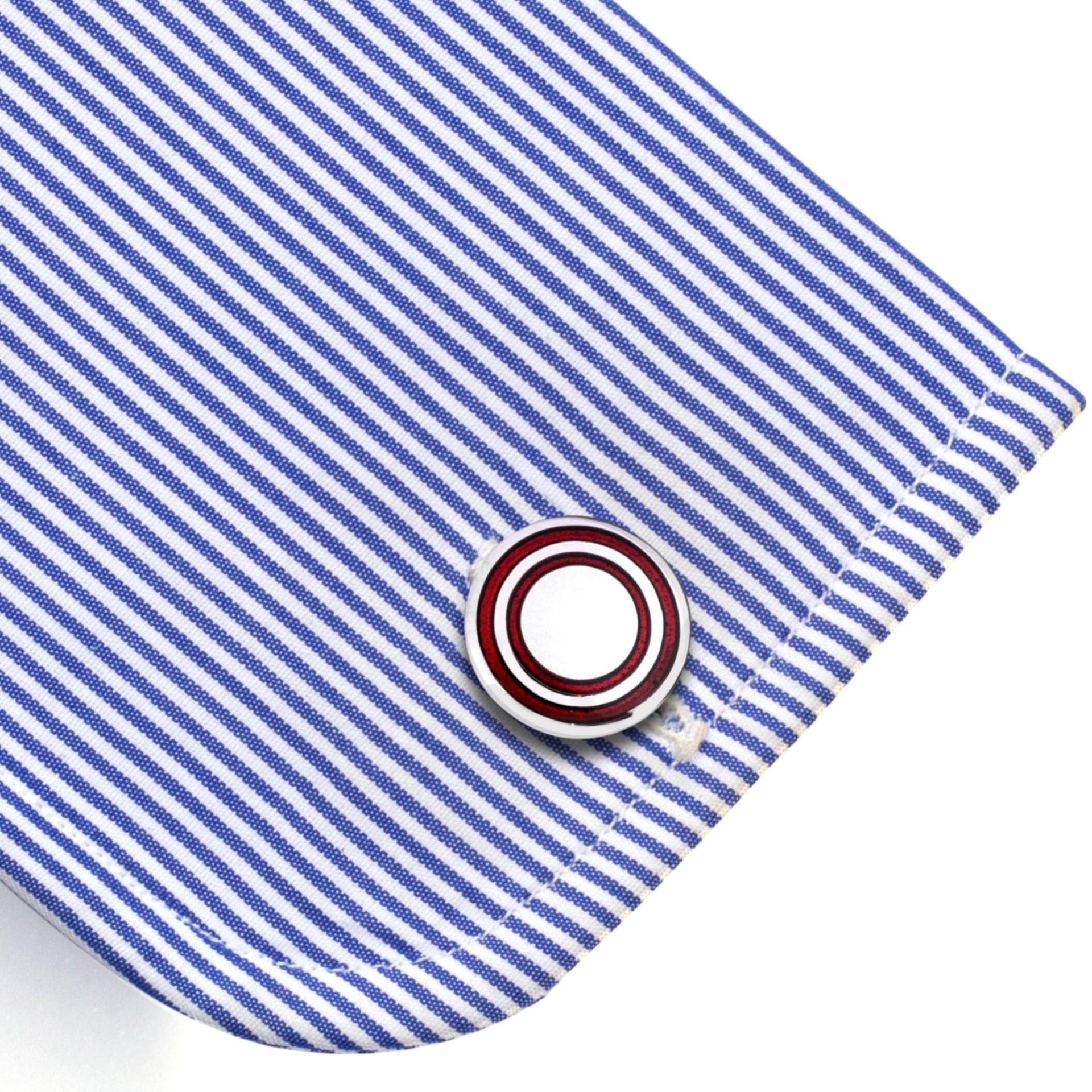 Manschettenknöpfe aus Sterlingsilber und roter Emaille von Alex Jona im Zustand „Neu“ im Angebot in Torino, IT