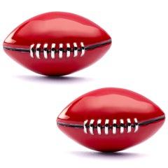 Alex Jona Sterling Silver Red Enamel Football Ball Cufflinks