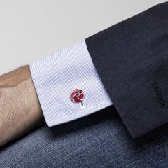 Alex Jona Sterling Silver Red Enamel Knot Cufflinks