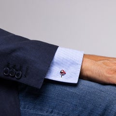 Alex Jona Sterling Silver Red Enamel Ladybug Cufflinks