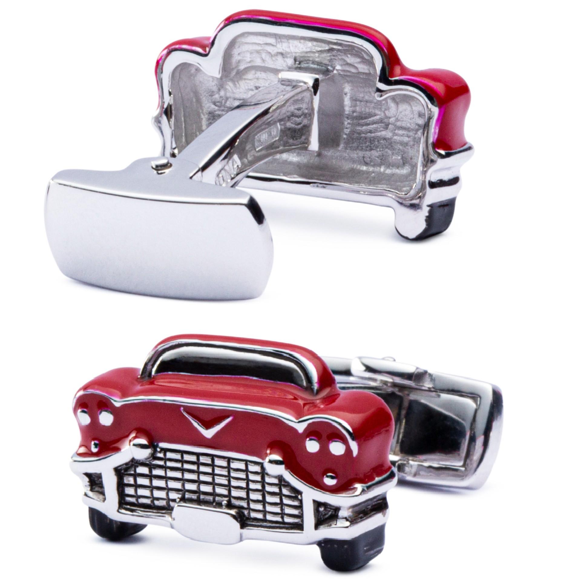 Alex Jona Sterling Silver Red Enameled Classic Car Cufflinks In New Condition In Torino, IT