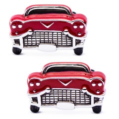 Alex Jona Sterling Silver Red Enameled Classic Car Cufflinks