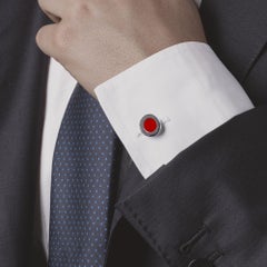Alex Jona Boutons de manchette en argent sterling émaillé rouge
