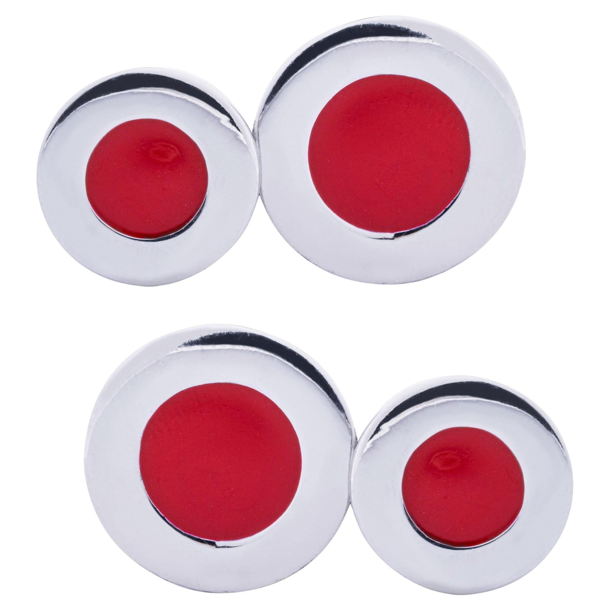 Alex Jona Sterling Silver Red Enameled Cufflinks