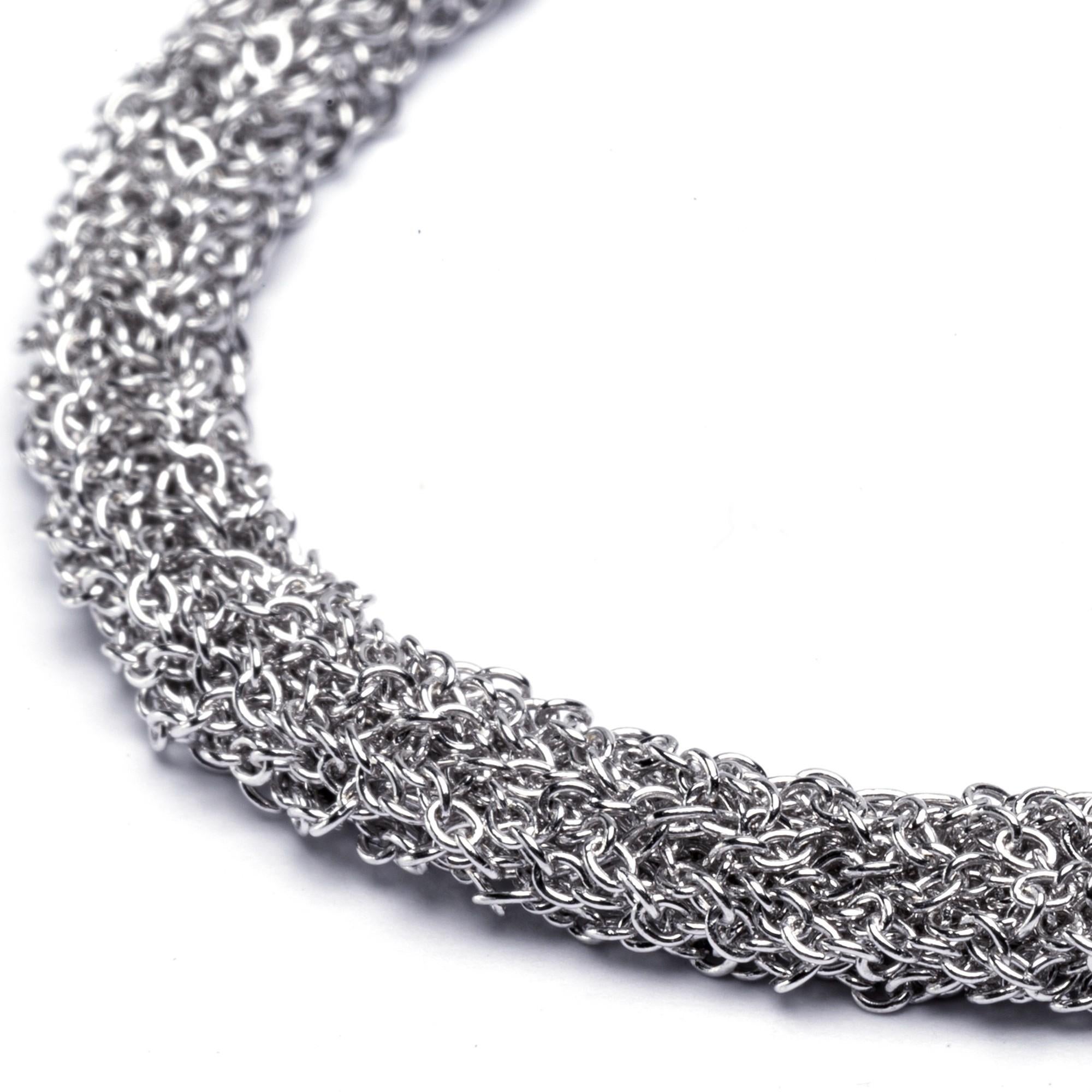 Bracelet à chaîne tissée Alex Jona en argent sterling plaqué rhodium Neuf - En vente à Torino, IT