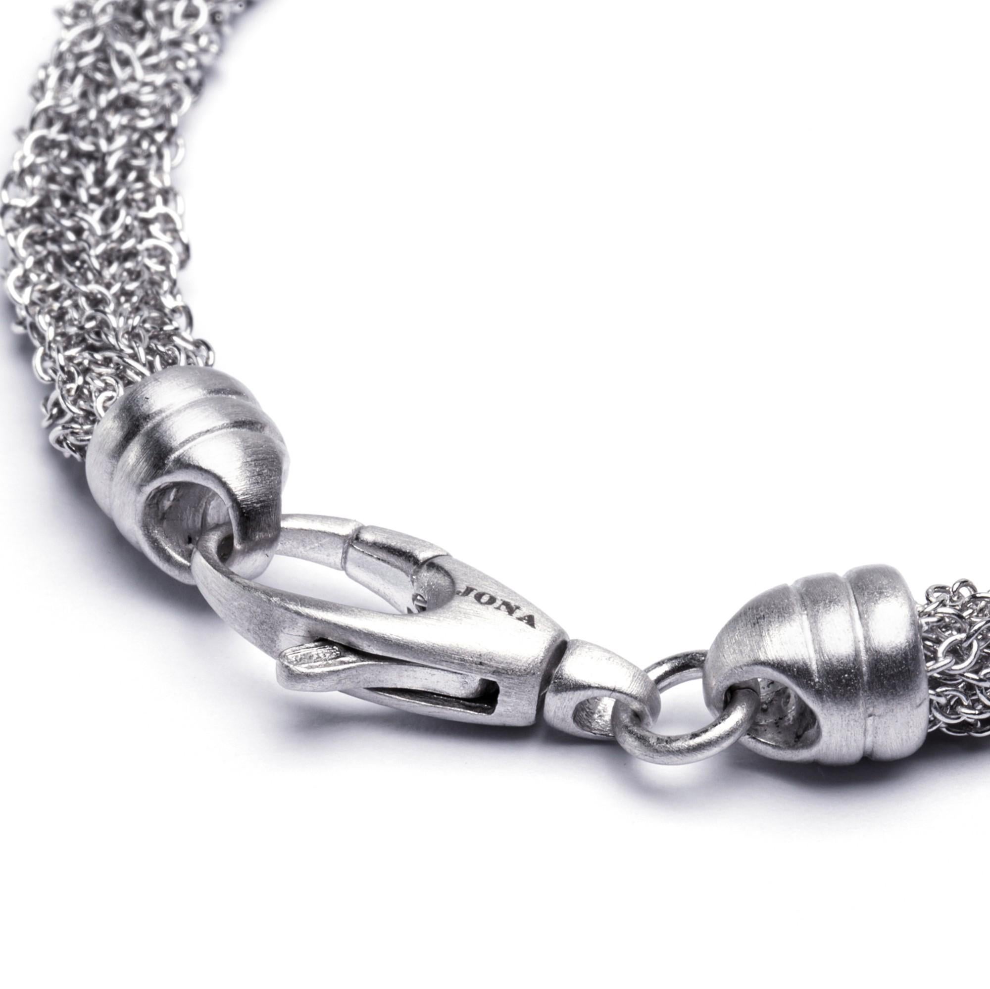 Women's or Men's Alex Jona Sterling Silver Rhodium Plated Woven Chain Bracelet For Sale