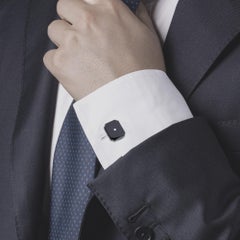 Gemelli Alex Jona in argento sterling e rutenio con diamante bianco