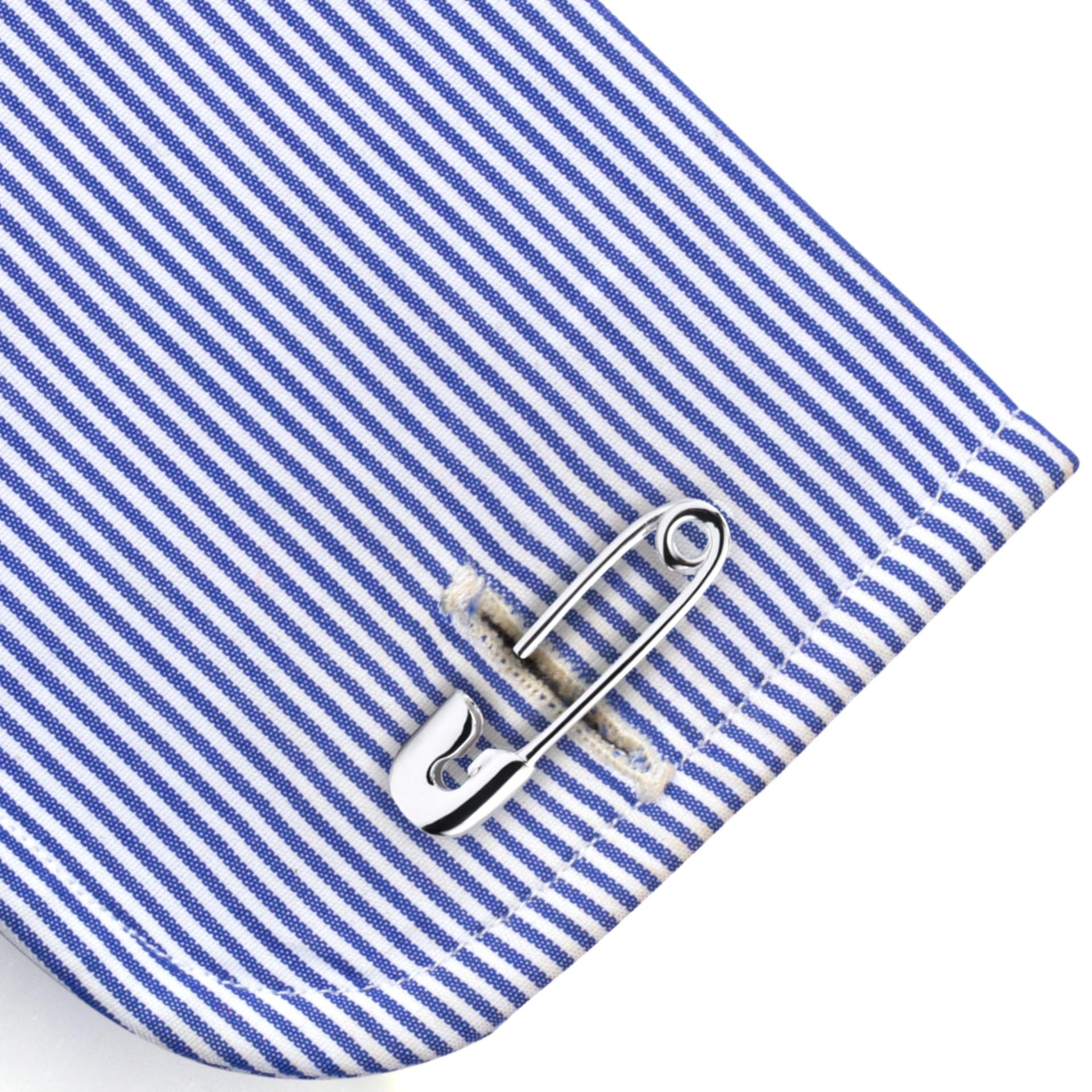 Women's or Men's Alex Jona Sterling Silver Safety Pin Cufflinks For Sale