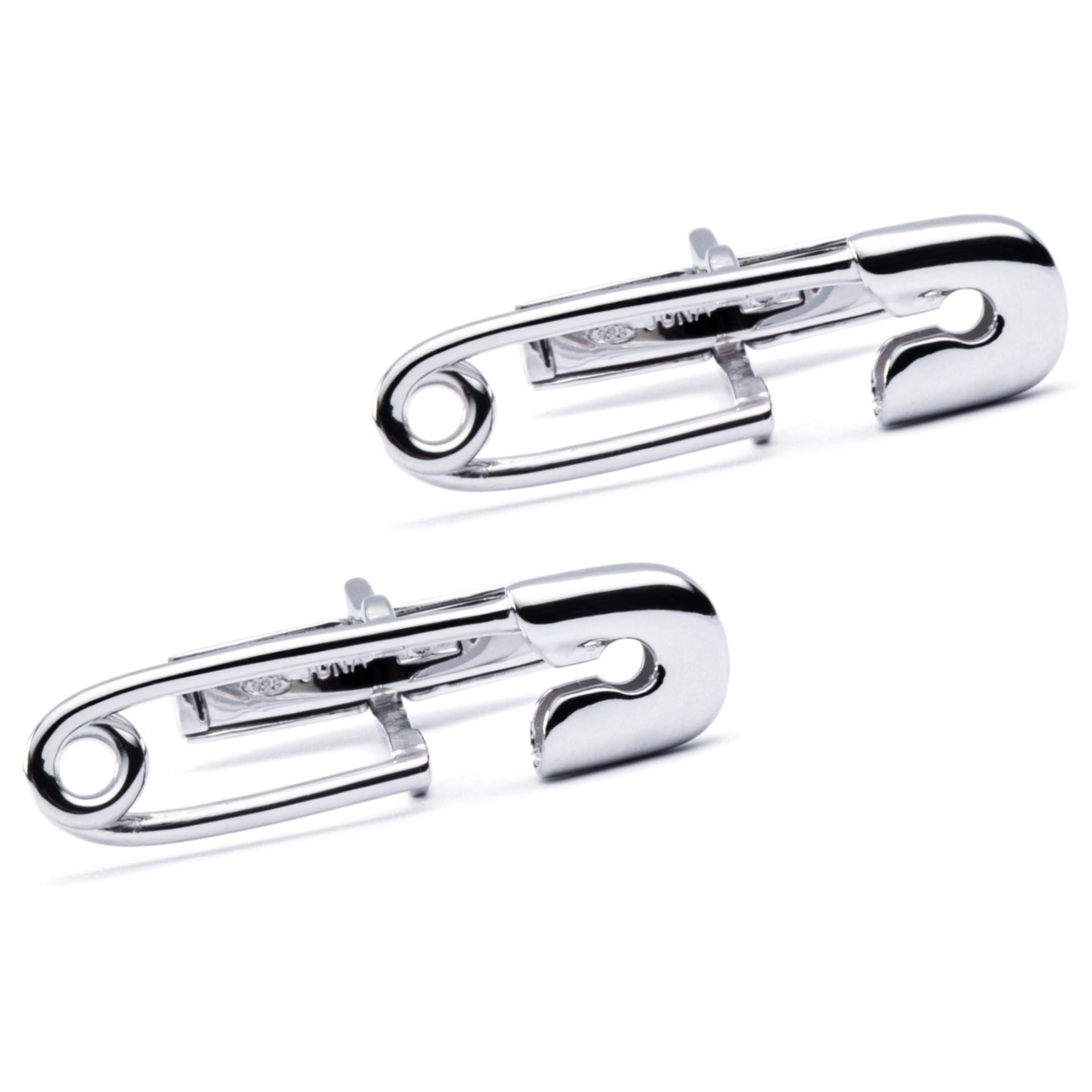 Alex Jona Sterling Silver Safety Pin Cufflinks For Sale