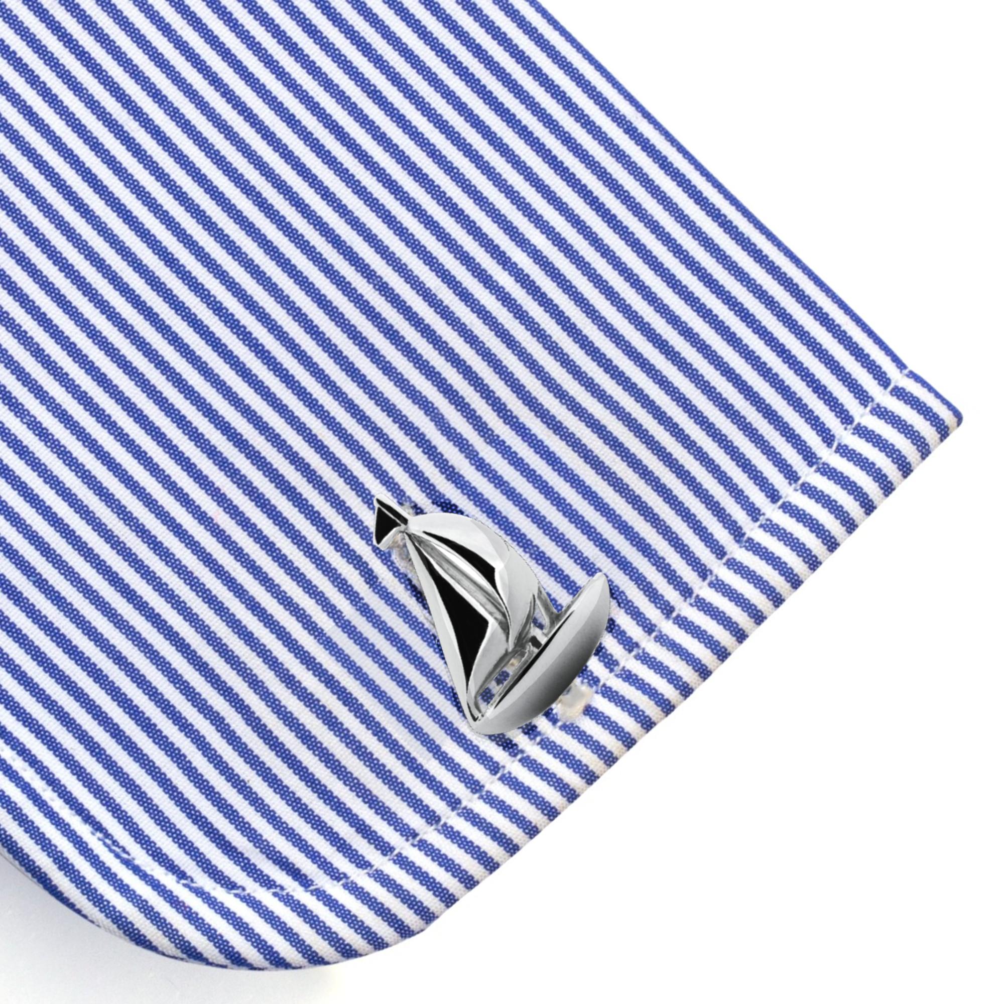 Alex Jona Sterling Silver Sail Boat Cufflinks In New Condition For Sale In Torino, IT