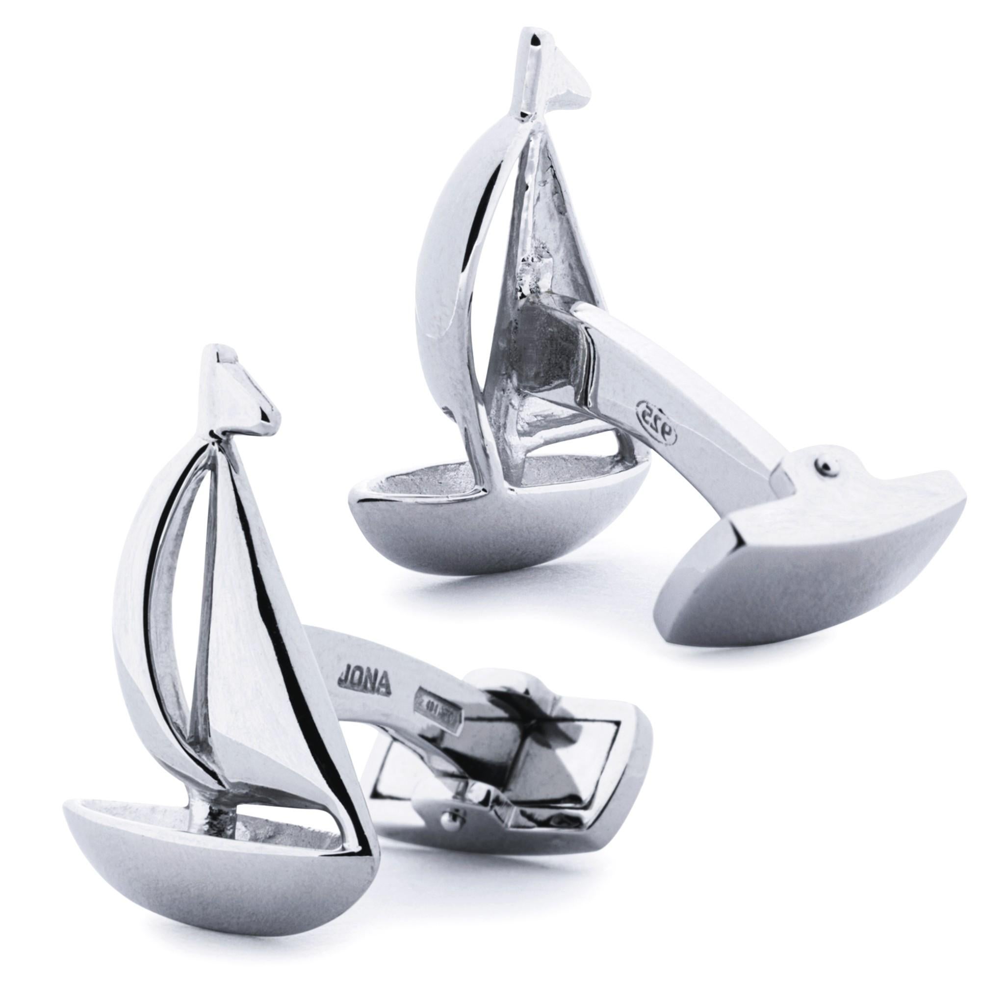 Men's Alex Jona Sterling Silver Sail Boat Cufflinks For Sale
