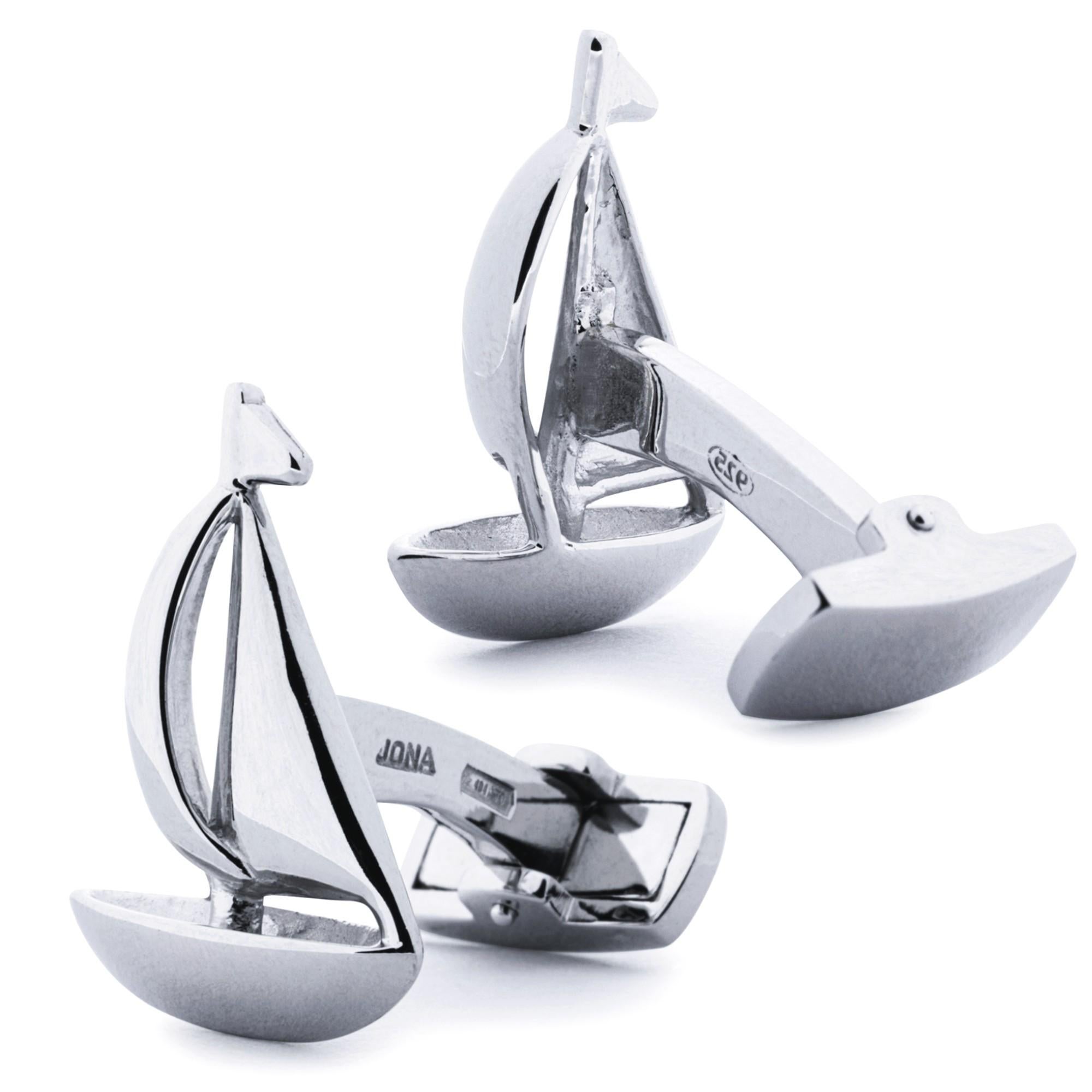Alex Jona Sterling Silber Segelboot Manschettenknöpfe Herren im Angebot