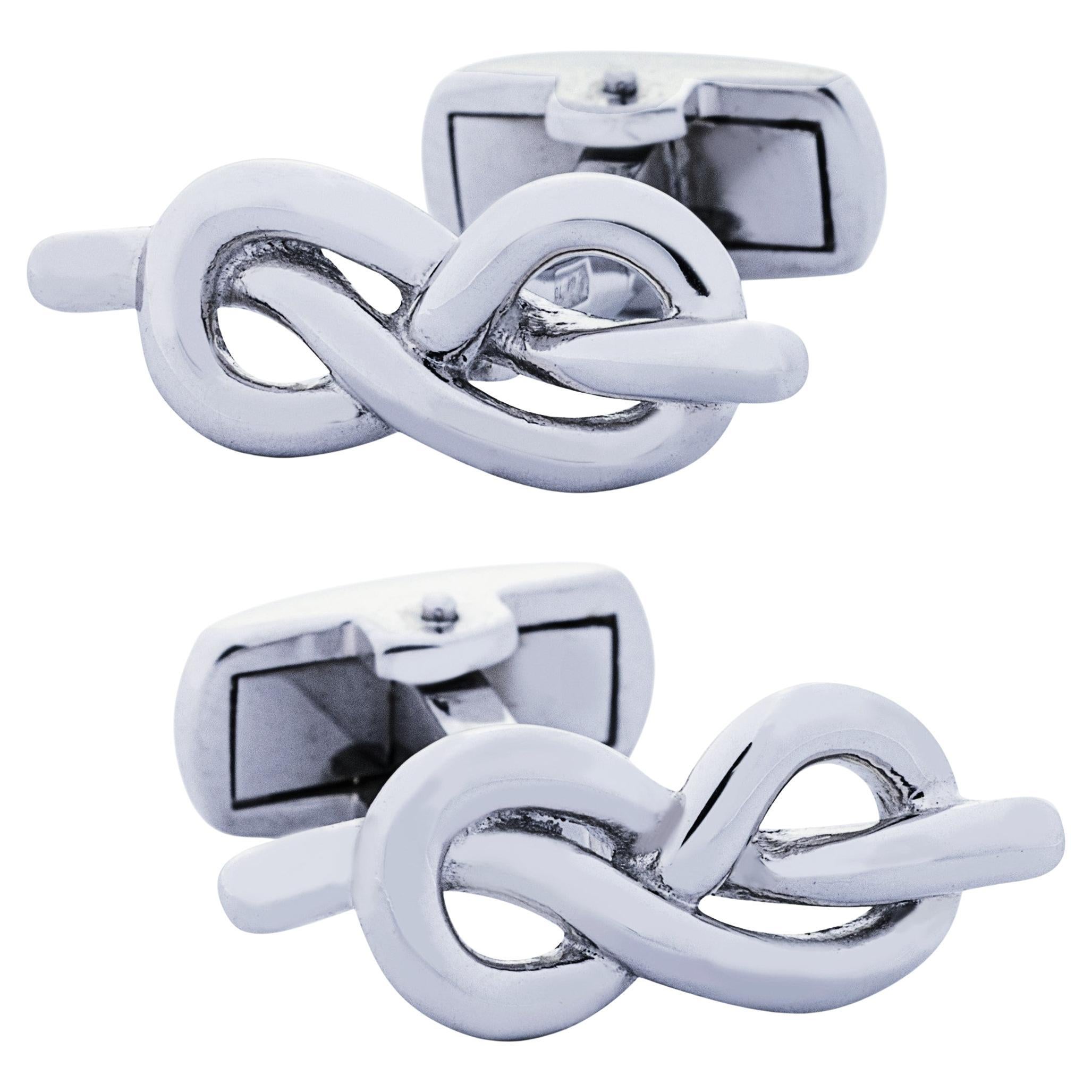 Alex Jona Sterling Silver Savoia Knot Cufflinks