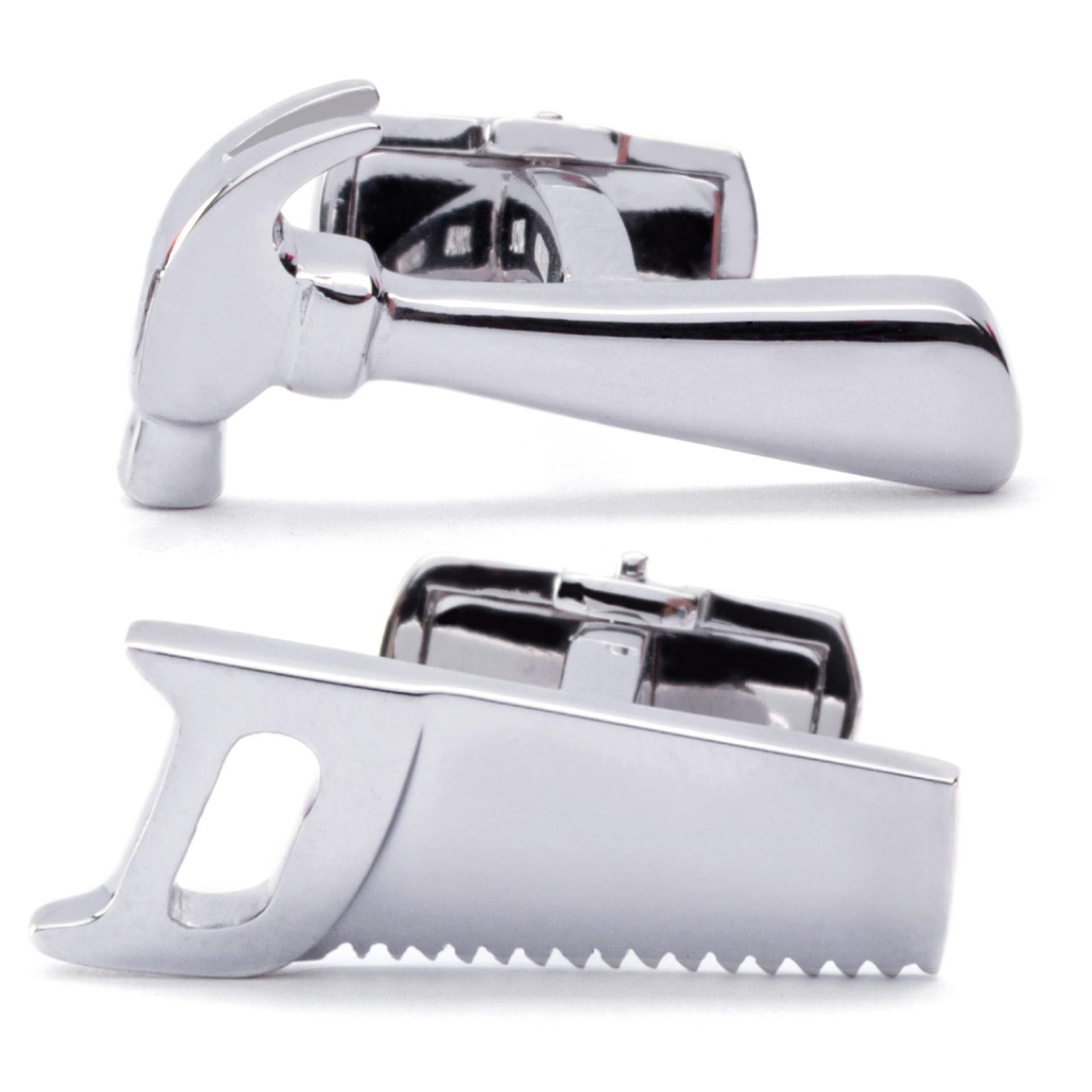 Alex Jona Sterling Silver Saw and Hammer Cufflinks For Sale