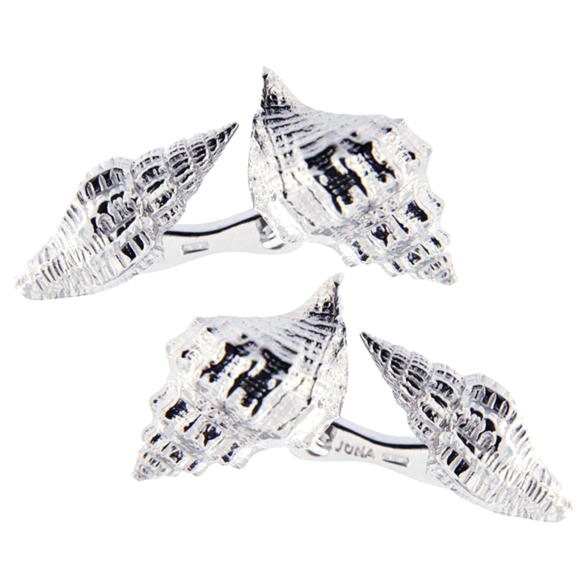 Alex Jona Sterling Silver Sea Shell Cufflinks For Sale