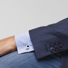 Alex Jona Quadratische, schlichte Manschettenknöpfe aus Sterlingsilber