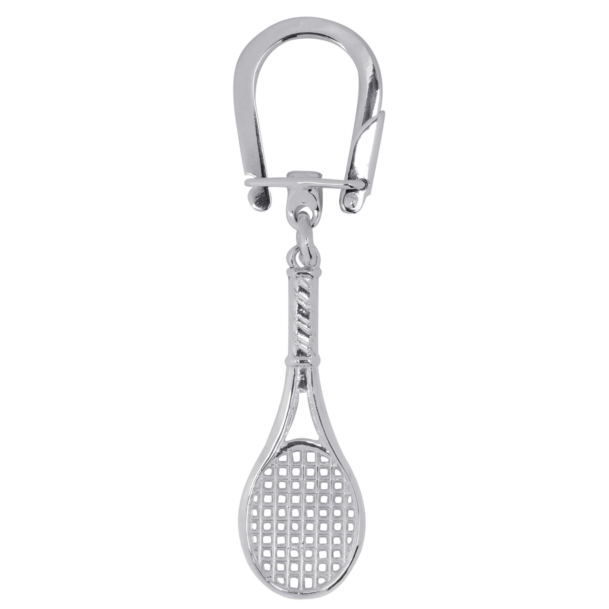 Alex Jona design collection, hand crafted in Italy, Sterling Silver Tennis Racket key holder.
Racket Dimensions : L 21.09 in / 53.57 x W 0.85 in / 21.75 mm x Depth: 0.11 in / 2.99 mm

Alex Jona gifts stand out, not only for their special design and