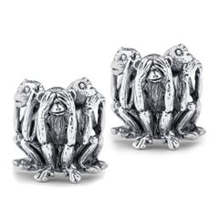 Vintage Alex Jona Sterling Silver Three Wise Monkeys Cufflinks