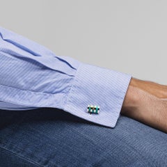 Alex Jona Sterling Silver Turquoise Bar Cufflinks