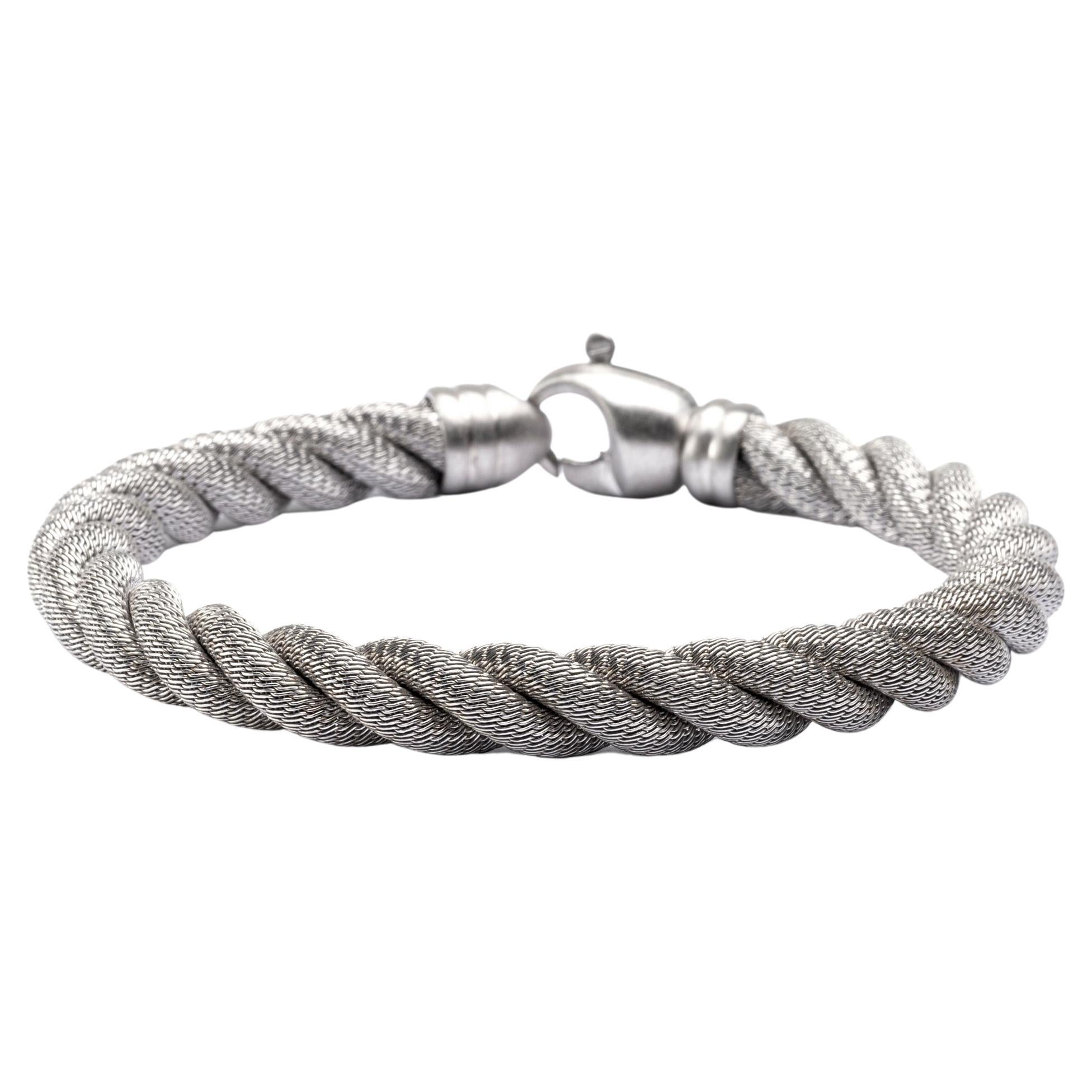 Alex Jona Sterling Silver Twisted Wire Bangle Bracelet For Sale