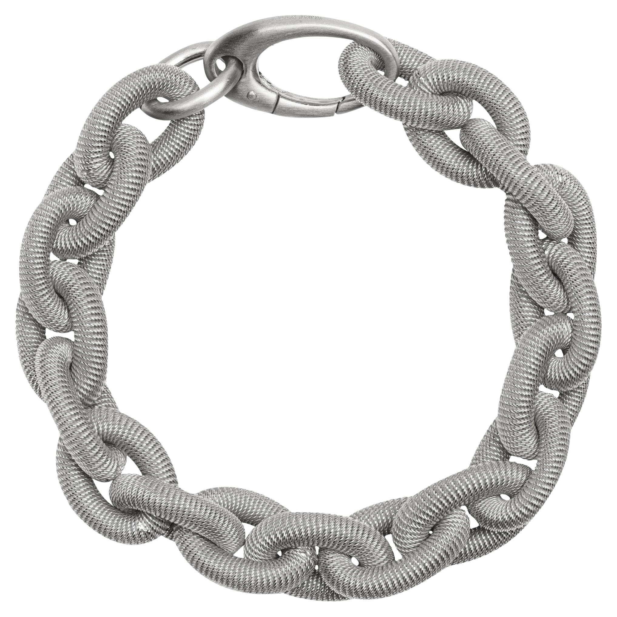 Alex Jona Sterling Silver Twisted Wire Chain Link Bracelet For Sale