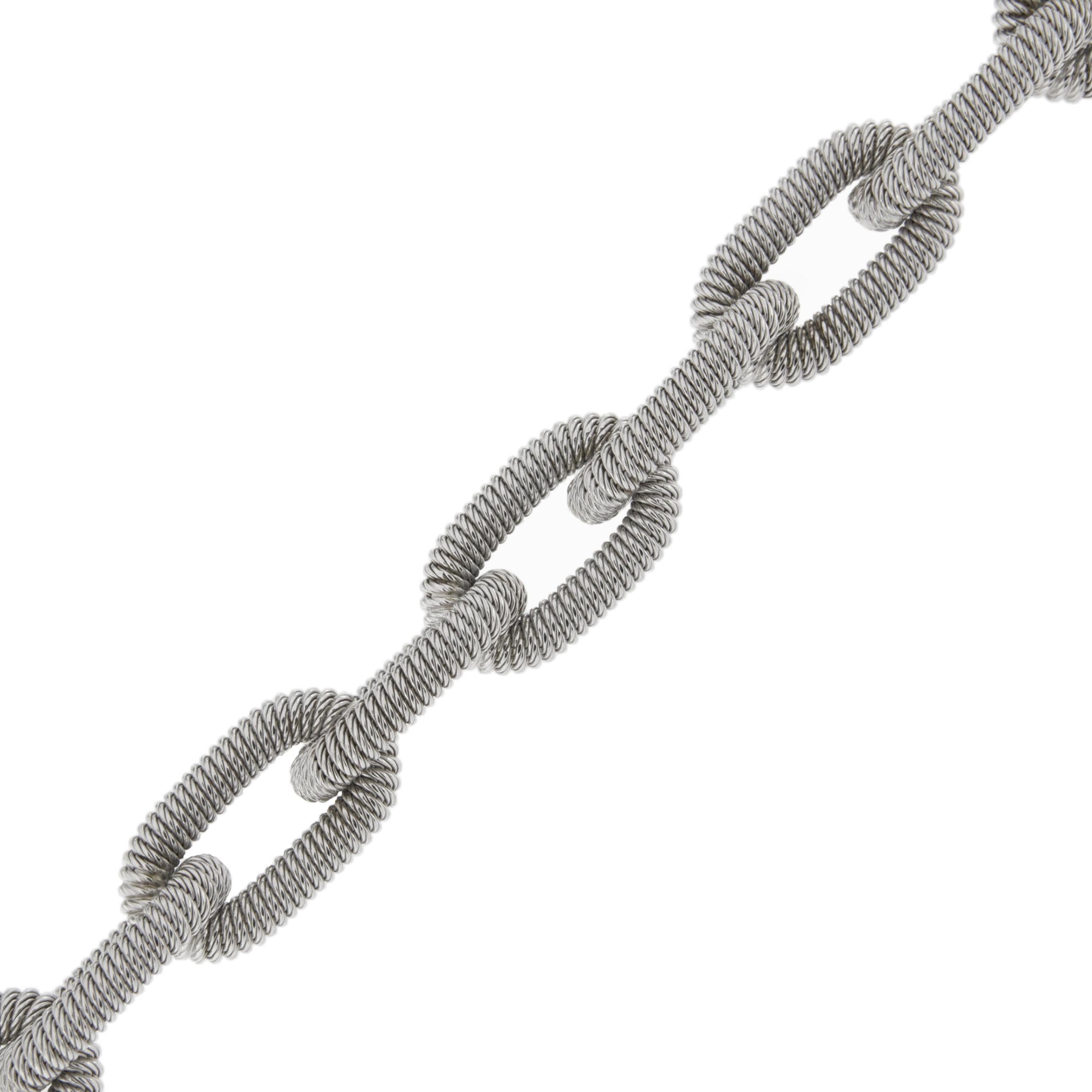 Alex Jona Sterling Silver Twisted Wire Chain Link Necklace In New Condition In Torino, IT