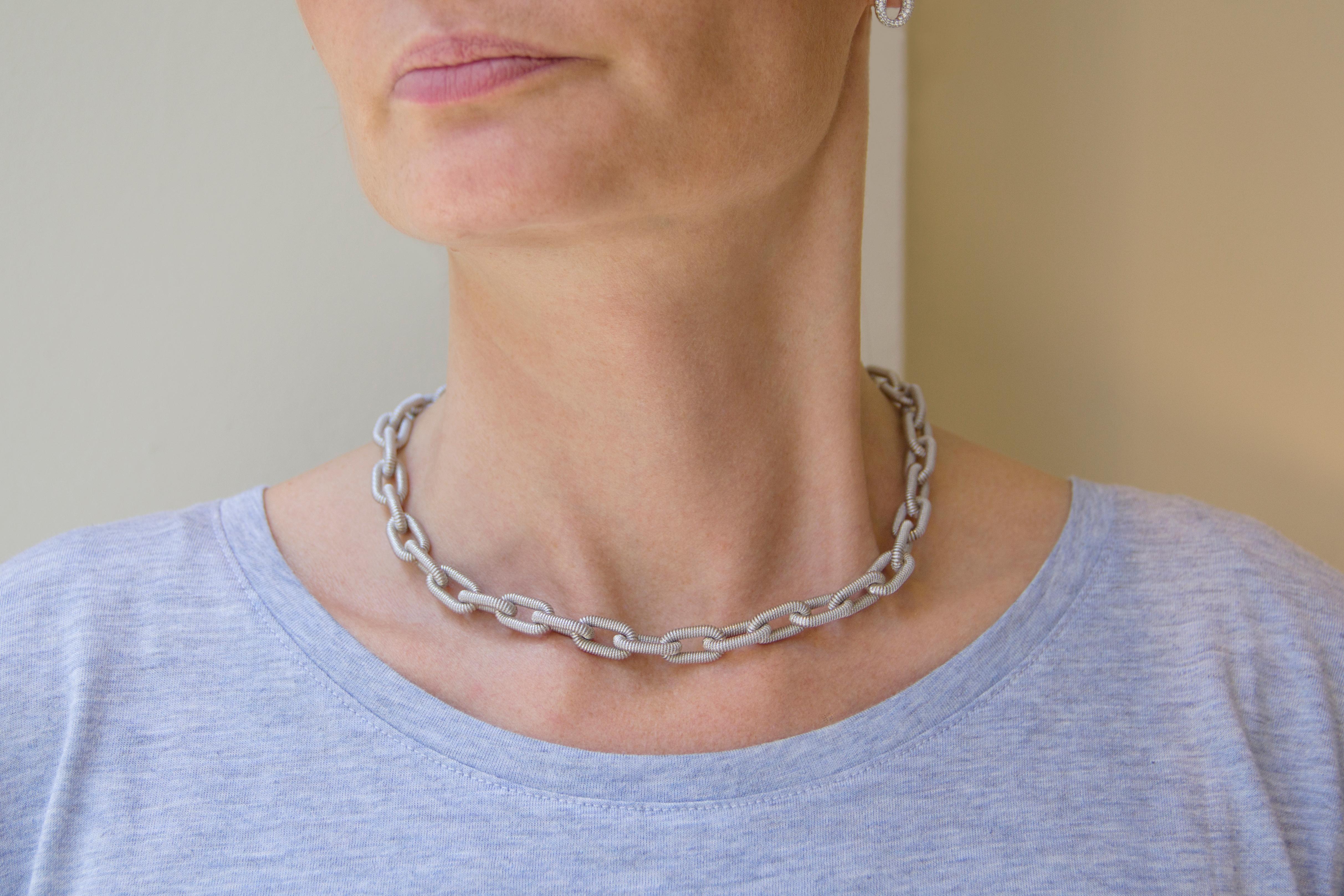 Sterling Silver Twisted Wire Chain Link Necklace 1