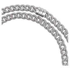 Alex Jona Sterling Silver Twisted Wire Curb Link Long Chain Necklace