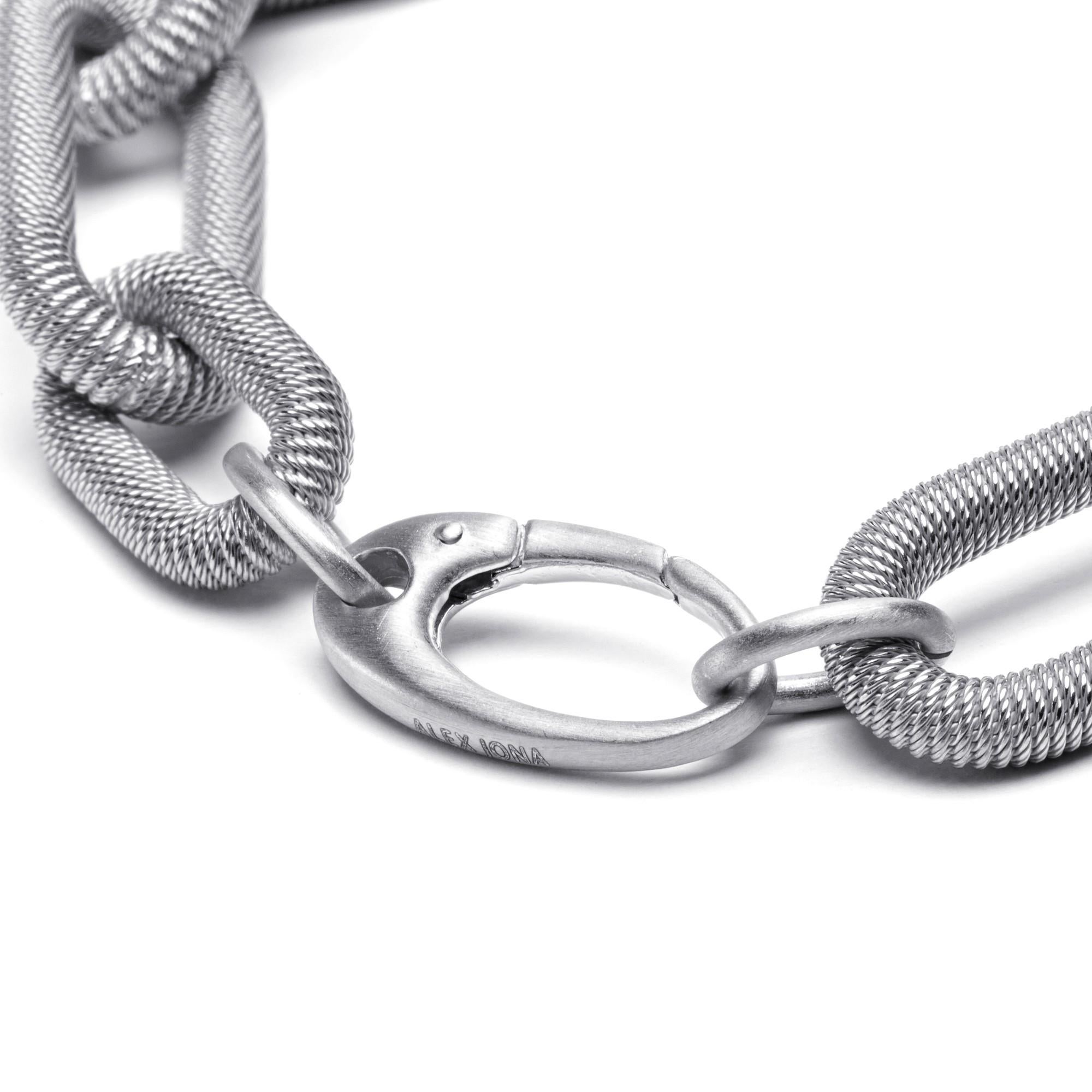 Alex Jona Sterling Silver Twisted Wire Link Chain Bracelet In New Condition For Sale In Torino, IT
