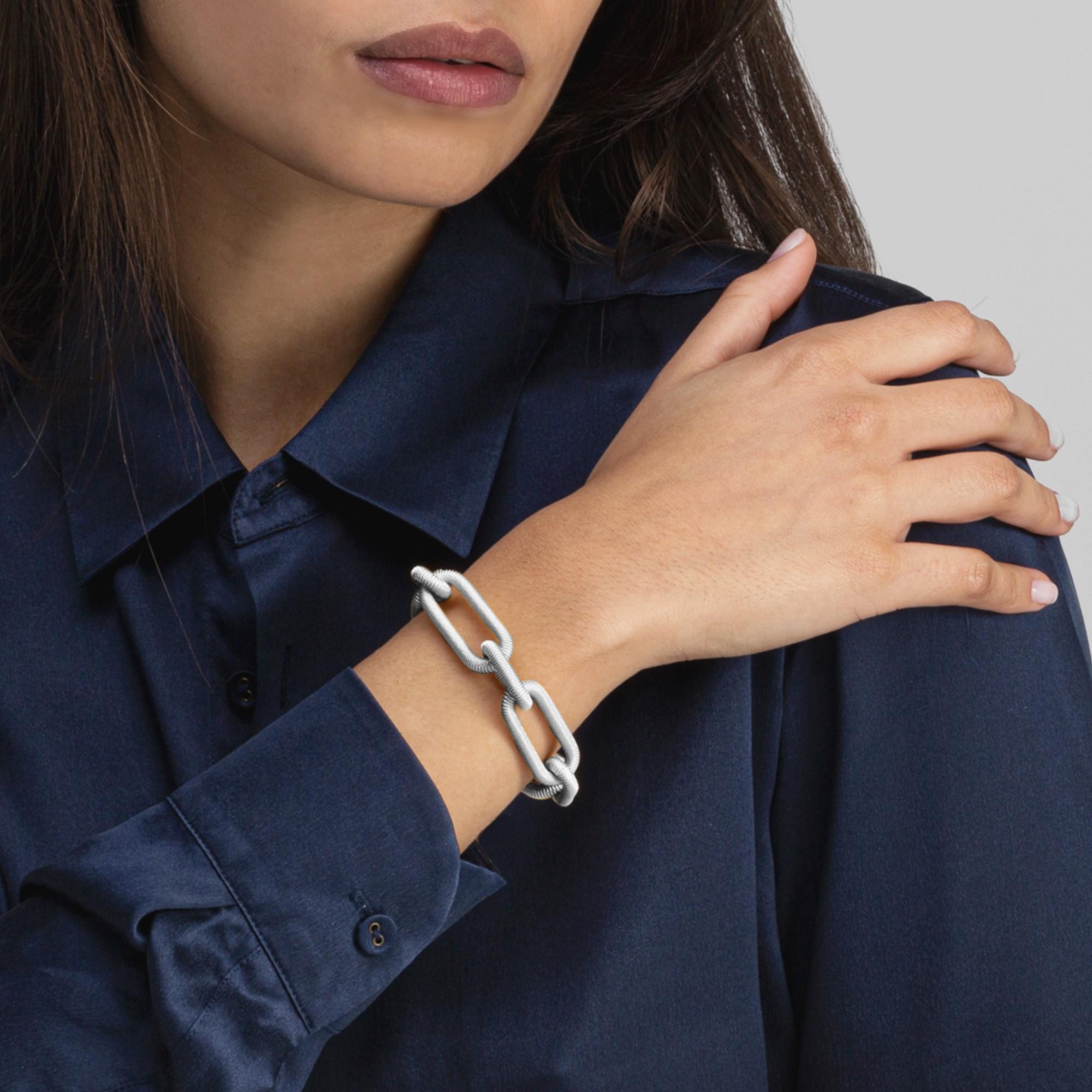 Women's or Men's Alex Jona Sterling Silver Twisted Wire Link Chain Bracelet For Sale