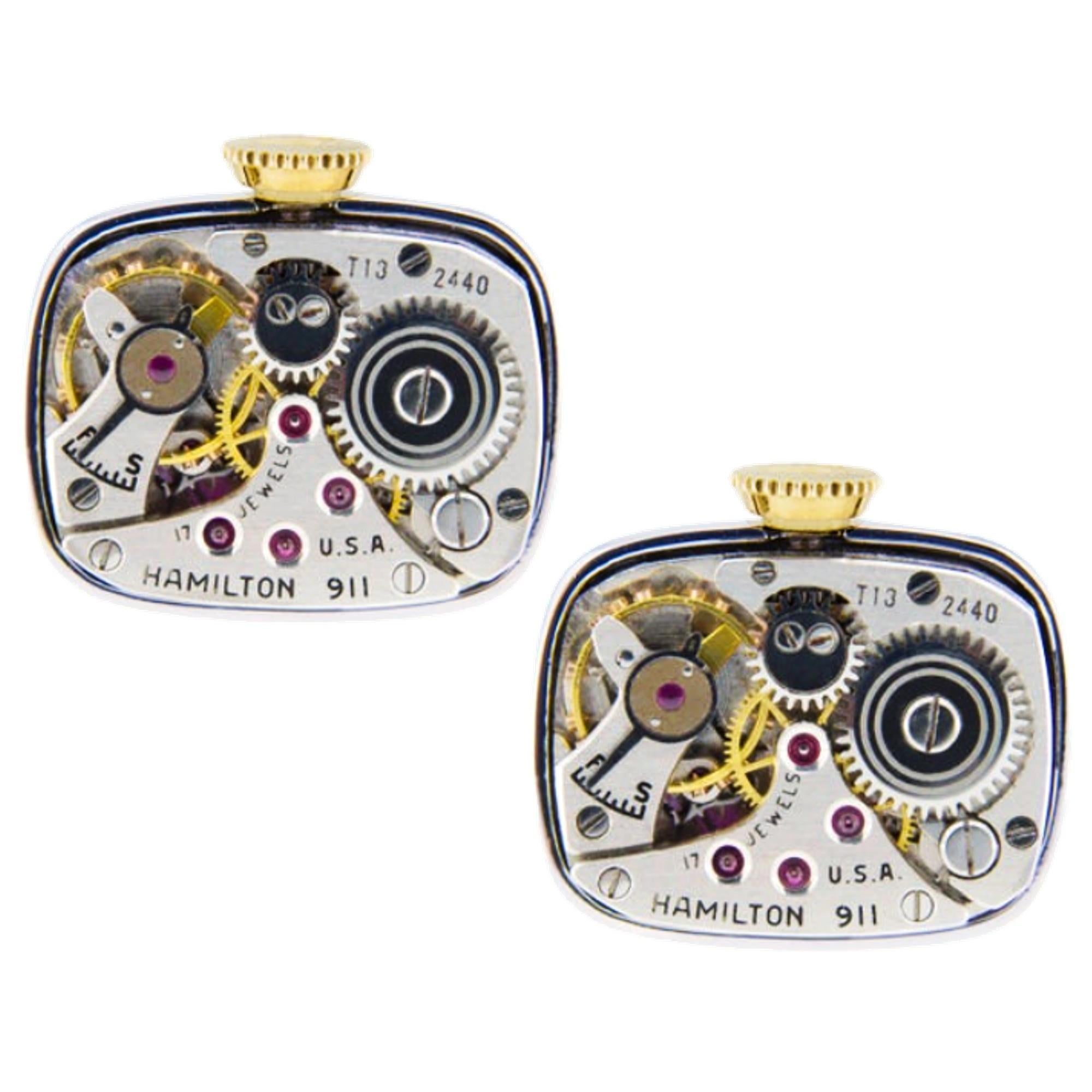 Alex Jona Sterling Silver Watch Movement Cufflinks In New Condition For Sale In Torino, IT