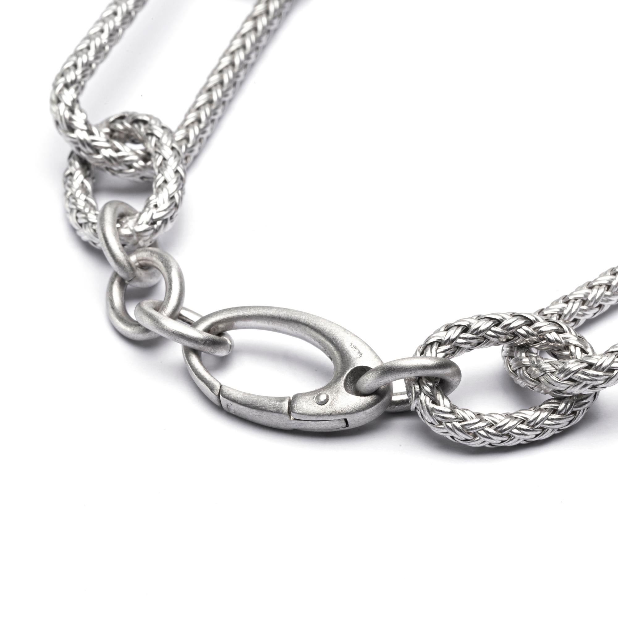 Contemporary Alex Jona Sterling Silver Wicker Link Chain Bracelet For Sale