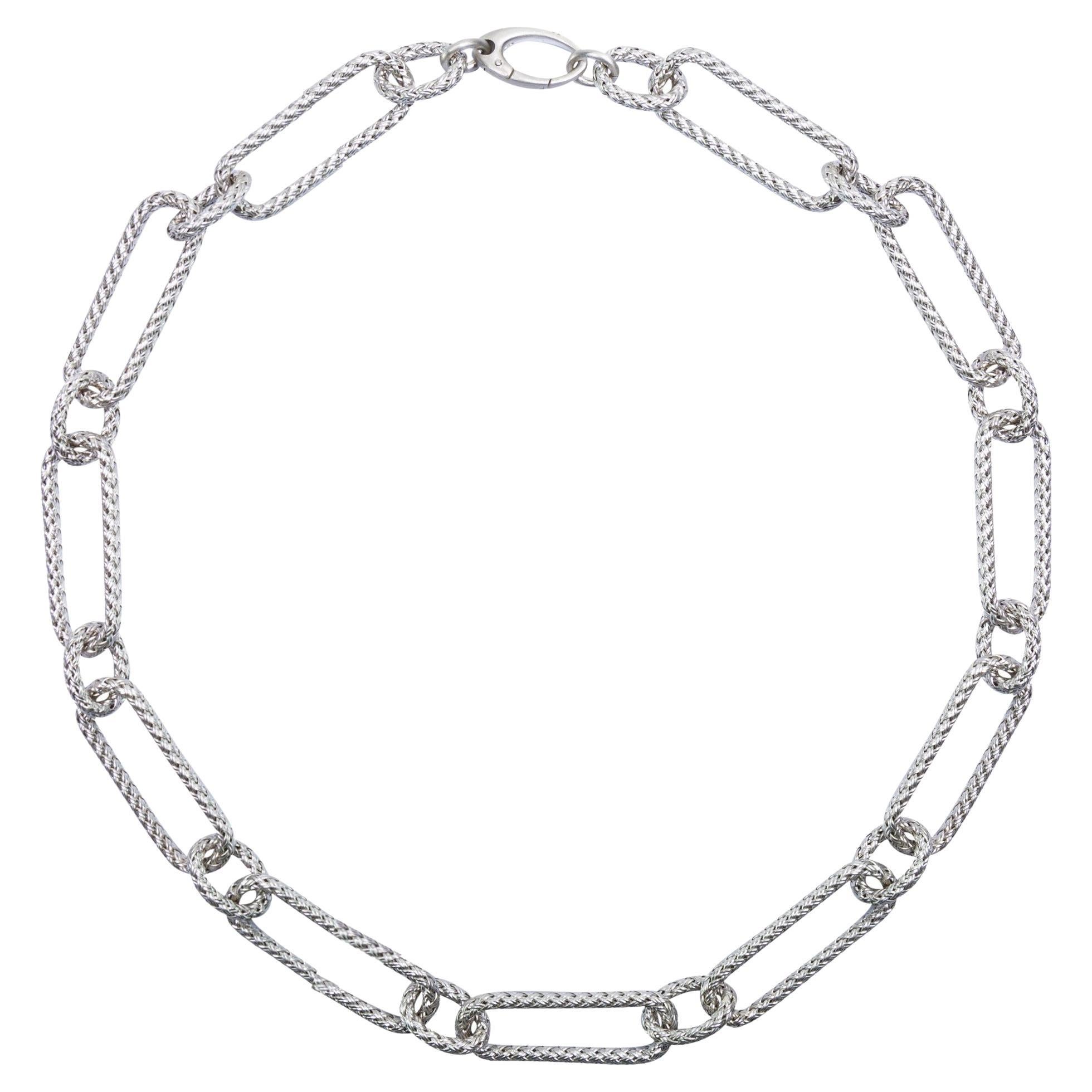 Alex Jona Sterling Silver Wicker Link Chain Necklace For Sale