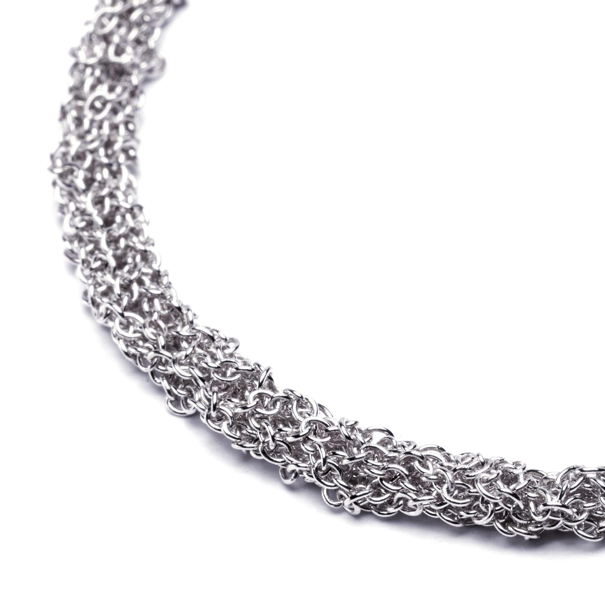 Alex Jona Sterling Silver Woven Chain Bracelet In New Condition For Sale In Torino, IT