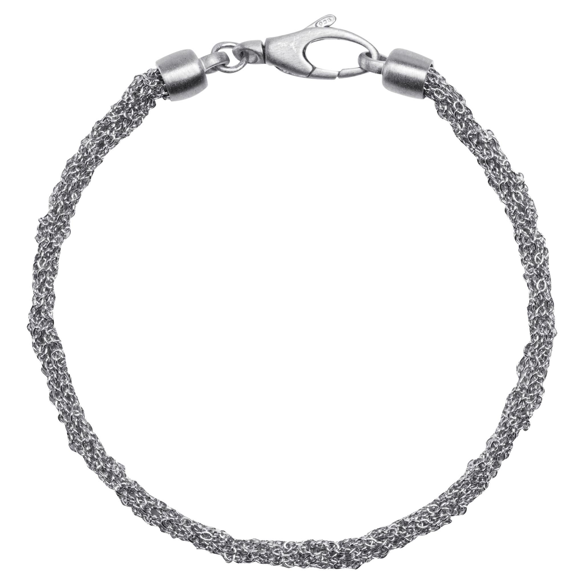 Alex Jona Sterling Silver Woven Chain Bracelet For Sale