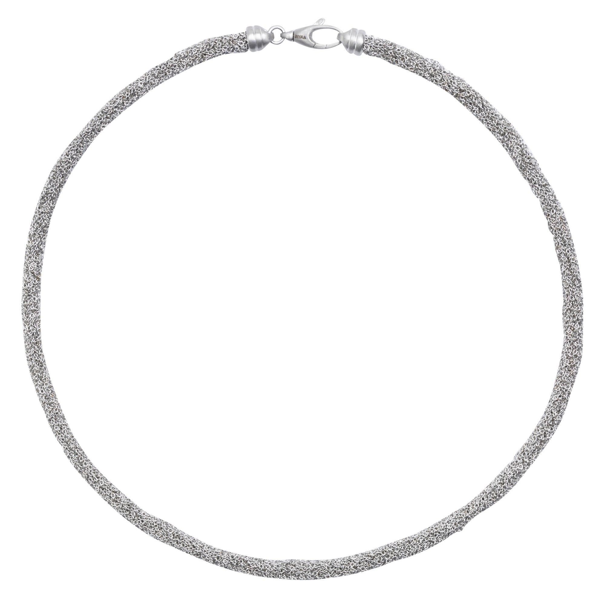 Alex Jona Sterling Silver Woven Chain Necklace For Sale