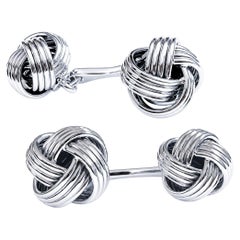 Alex Jona Sterling Silver Woven Knot Double-Sided Cufflinks