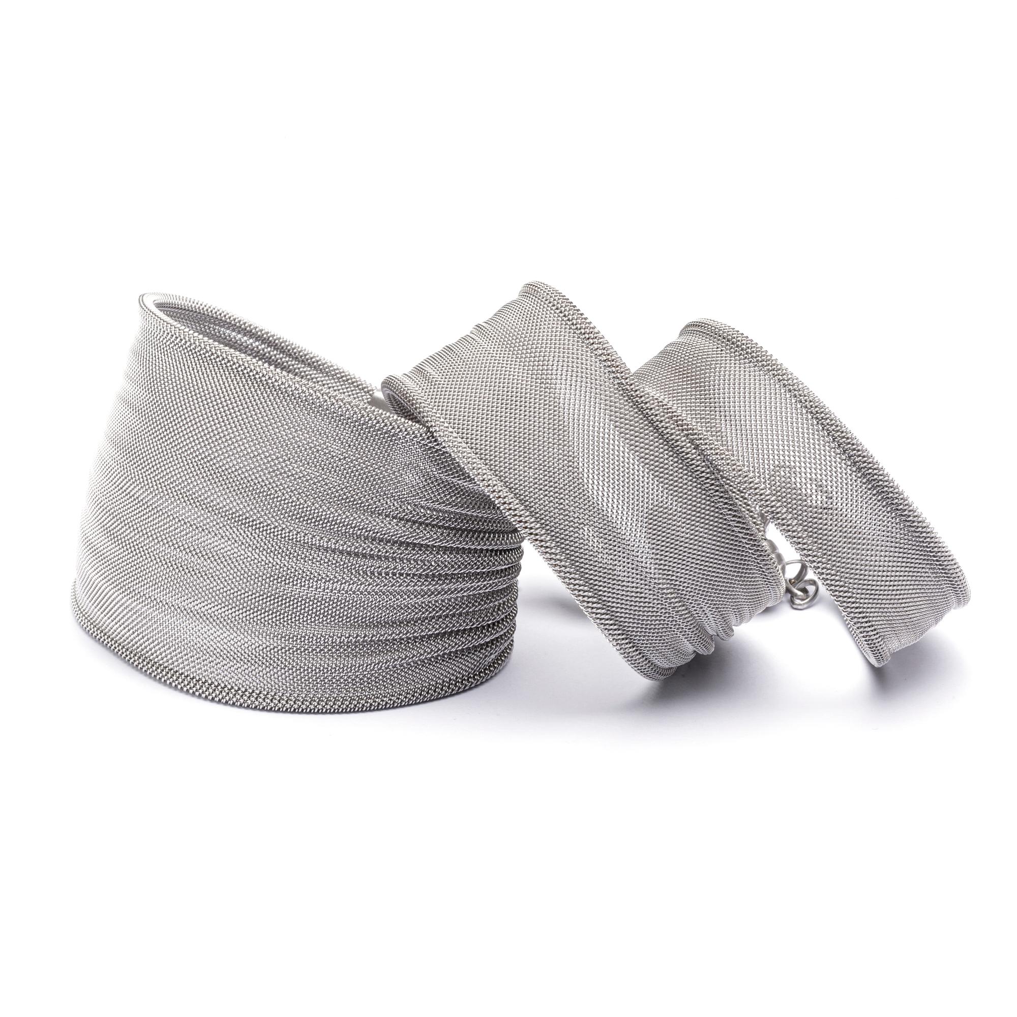 Alex Jona Sterling Silver Woven Plissé Bracelet For Sale 1