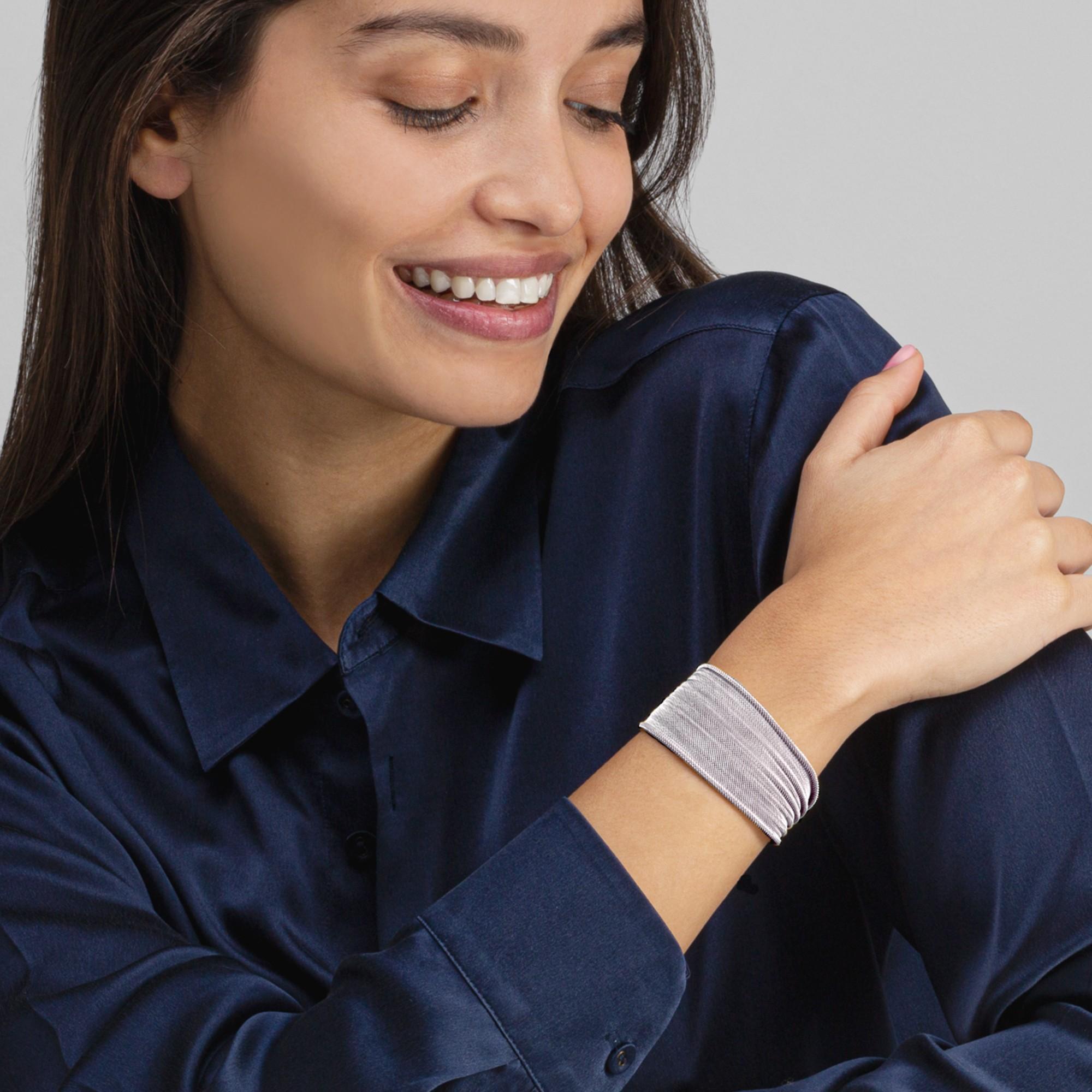 Women's Alex Jona Sterling Silver Woven Plissé Cuff Bracelet For Sale