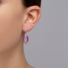 Alex Jona Sugilite and Quartz 18 Karat Rose Gold Drop Earrings