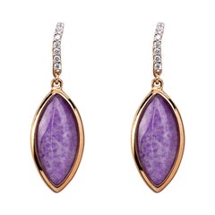 Alex Jona, boucles d'oreilles en goutte en or rose 18 carats, sugilite et quartz