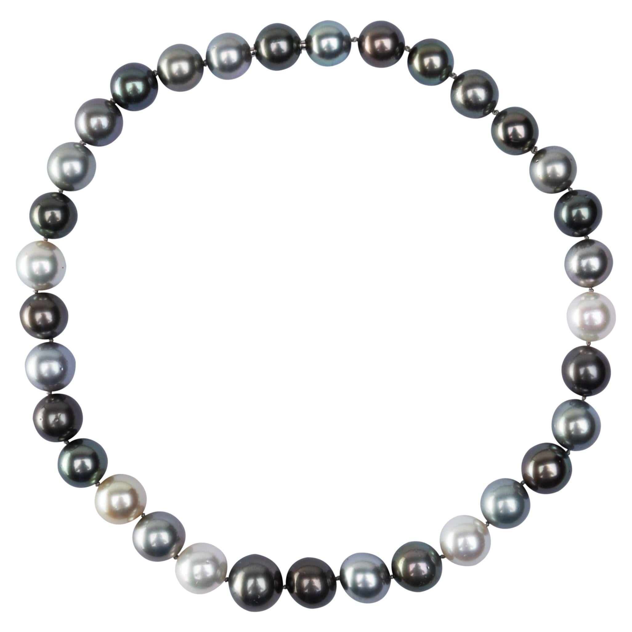 Alex Jona Tahiti Grey White South Sea Pearl Necklace For Sale