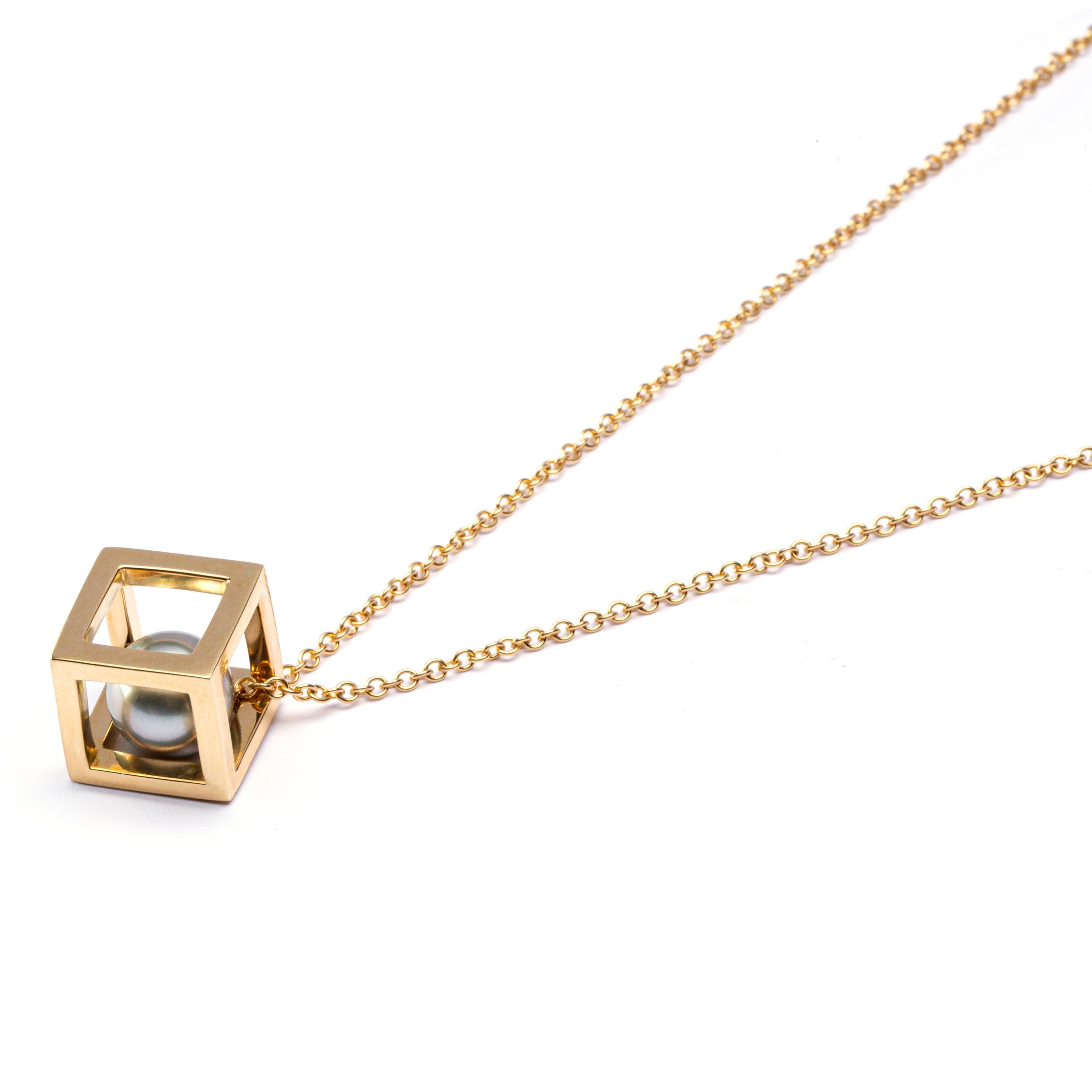 gold cube pendant