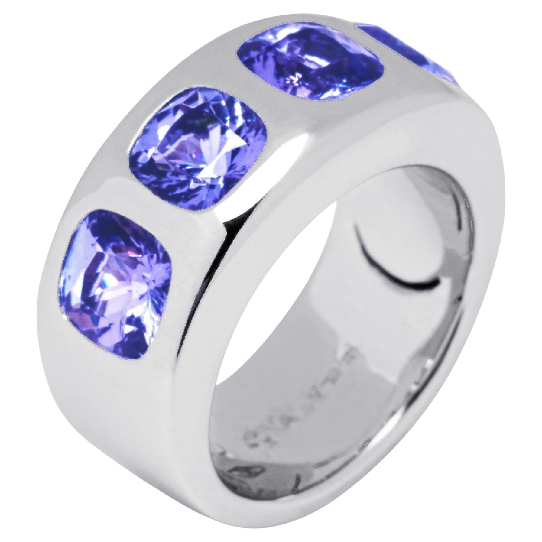 Alex Jona Tanzanite 18 Karat White Gold Band Ring For Sale