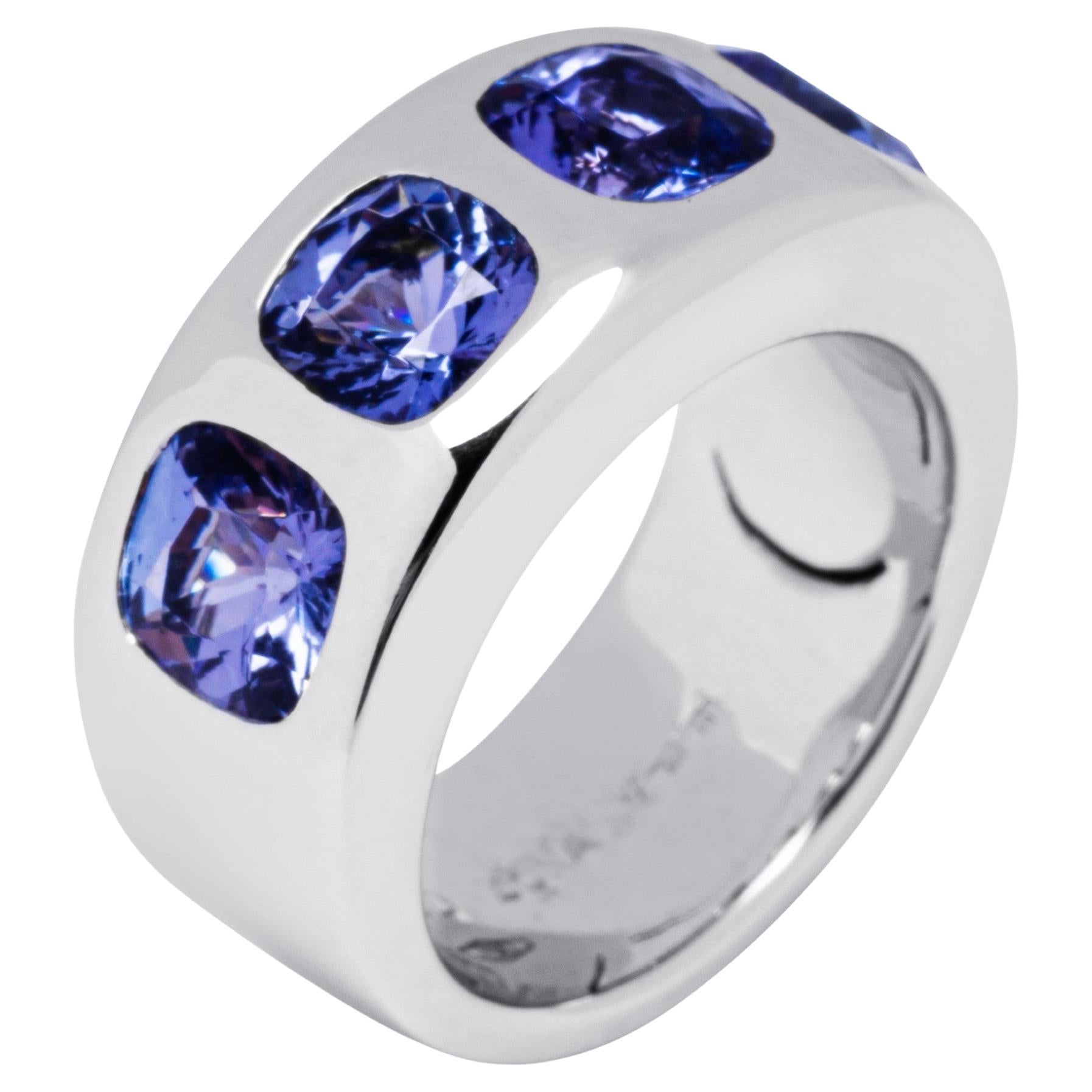 Alex Jona Tanzanite 18 Karat White Gold Band Ring