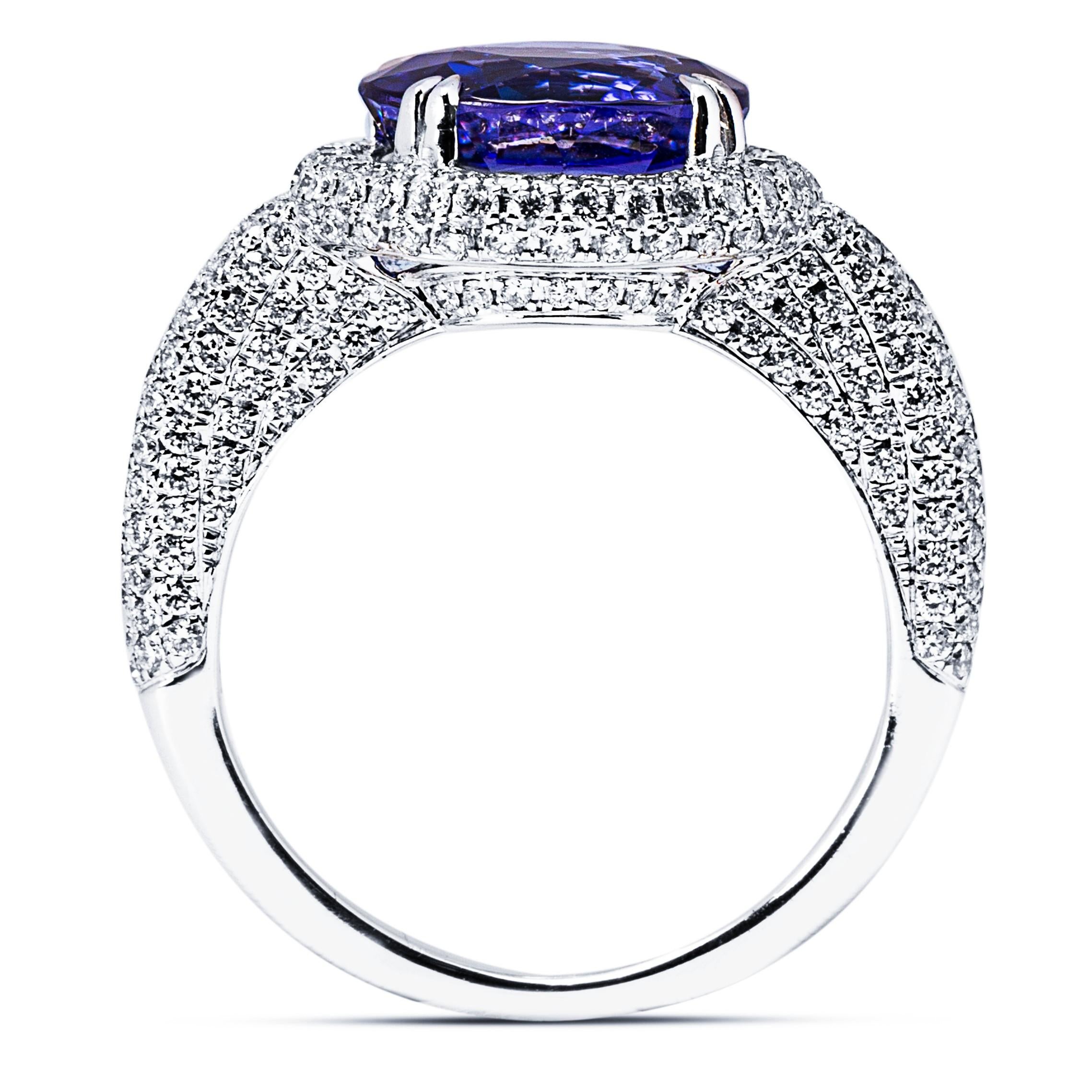 Women's or Men's Alex Jona Tanzanite White Diamond 18 Karat White Gold Ring For Sale