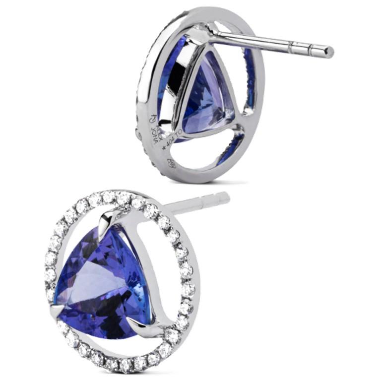 Contemporain Alex Jona, clous d'oreilles en or blanc avec tanzanite et diamants blancs en vente