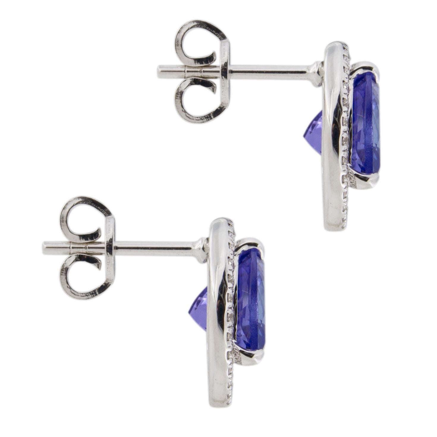 Contemporary Alex Jona Tanzanite White Diamond White Gold Stud Earrings